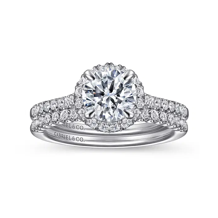 【grasssky 绿黛】14k白金款: 圆钻光环婚戒 - 图片 6